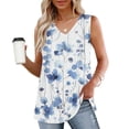 thumbnail image 2 of Summer Tank Tops for Women, Loose Casual V Neck Trendy Printed Vest Tops Fashion Pleated Sleeveless Tunic Tops Camisole Soft Longline Hide Belly Vests Curved Hem Tshirts, 2 of 6