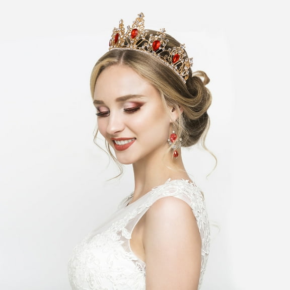 LABSERRON 1Pack Bridesmaid Headband Minkissy Crown Red Rhinestone Engagement Party