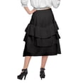 thumbnail image 3 of Moomaya Solid Ruffled Skirts For Women Knee Length Cotton Skirt Girls Clothing, 3 of 6