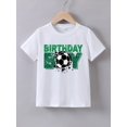 thumbnail image 1 of Boys' Summer Soccer Theme Birthday Graphic Tee, Casual Crew Neck, Polyester Knit Top with Slight Stretch, Regular Fit, for Children 12 and Under, 1 of 6
