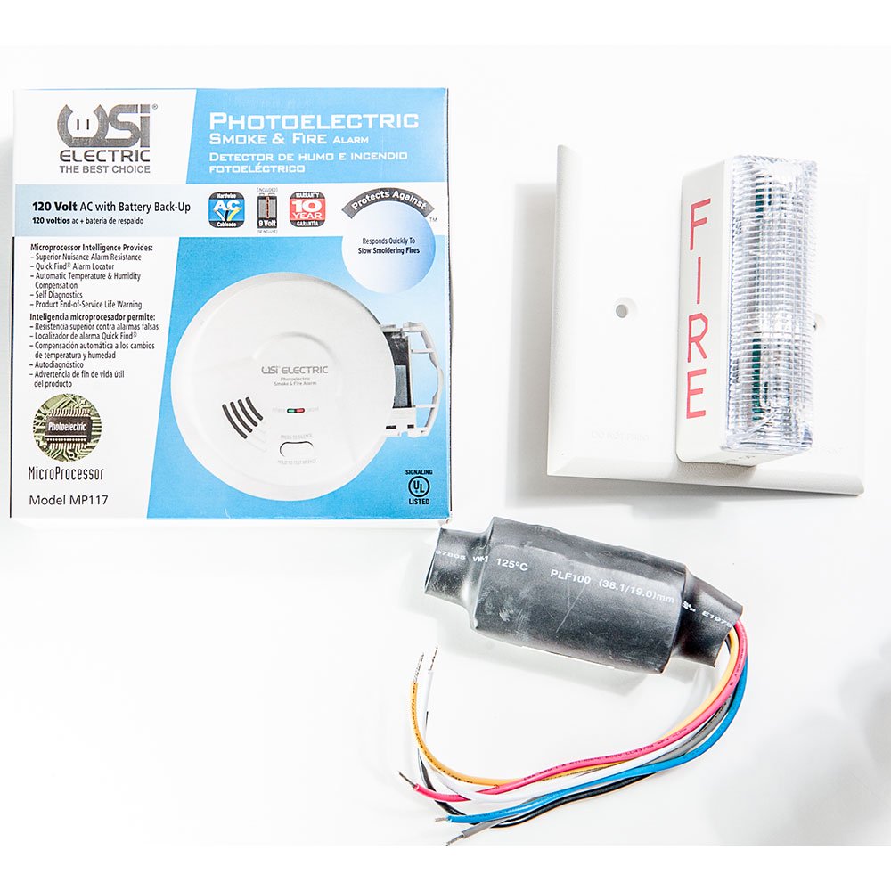USI 120 Volt Photoelectric Smoke Alarm & Strobe Kit for Hearing