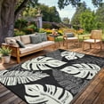 thumbnail image 2 of Studyset Outdoor Rug Waterproof 8x10 Reversible Outdoor Plastic Straw Rug Modern Palm Leaves Patio Rug Indoor Outdoor Mat RV Mat Outside Large Outdoor Plastic Straw Rug for Patio Camp Balcony Deck, 2 of 9