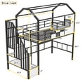 thumbnail image 2 of Harper & Bright Designs Twin Size House Bed Metal Loft Bed with Storage Box on Roof Design, Storage Staircase Loft Bed Frame with Under Bed Space for Boys Girls, Black, 2 of 12