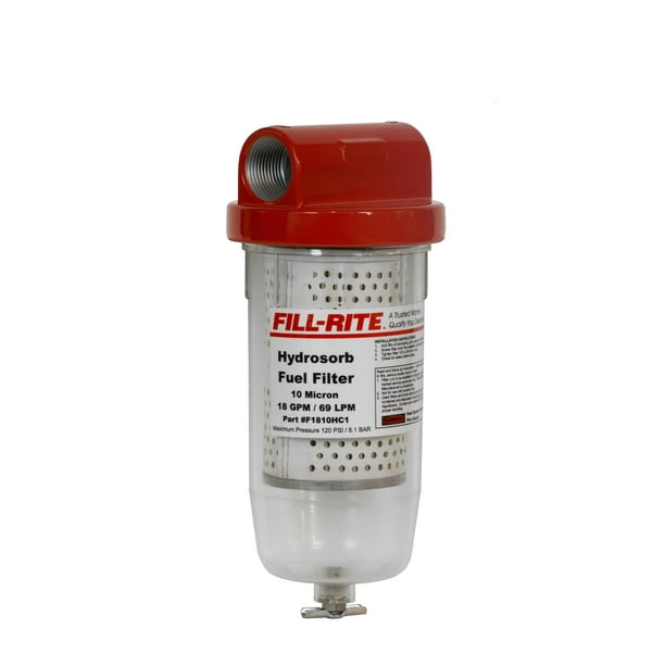 Filtro de Combustible Fill-Rite F1810PC1 68LPM 10 Micras con Drenaje