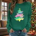 thumbnail image 4 of Xdegoge Christmas Sweatshirts for Women Crewneck Long Sleeve Tops Xmas Tree Graphic Shirts Holiday Women Sparkle Top Xmas Blouses for Women, Green L, 4 of 6