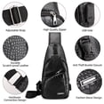 thumbnail image 2 of Mochila bandolera de piel para hombre con puerto USB, 2 of 8
