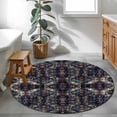 thumbnail image 3 of Round Rugs 3Ft, Boho Black Blue Round Area Rug Washable Indoor Throw Carpet, Modern Abstract Geometric Retro Small Non Slip Circle Rug for Bedroom Living Room Home Decor Aesthetic, 3 of 8