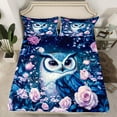 thumbnail image 3 of Manfei Jungle Owl Full Sheet Sets, Romantic Pink Rose Sheet Set Full, Dreamy Animal Bed Sheets Set Full Size, Breathable Bedroom Decorative, 4pcs, 3 of 7