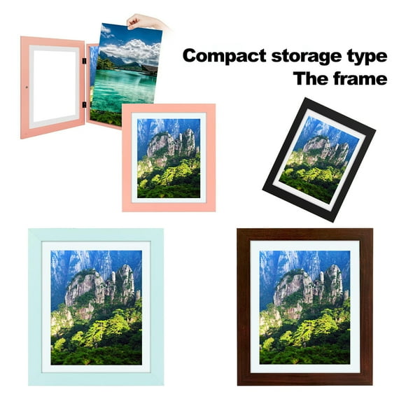 Sunjoy Tech Kids Art Frame Front Opening Changeable Wood Magnetic Seal Picture Photo Display Storage Frame Home Supplies