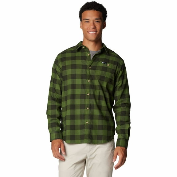 Men's Columbia Cornell Woodsâ„¢ Flannel Shirt Color: Canteen Green Buffalo Size: L
