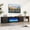 Black-36" Fireplace, variant on Blotout Extendable TV Stand for TVs up to 120", Wood Reversible Entertainment Center with 3 large Drawers, Extendable TV Media Console for Living Room,Bedroom