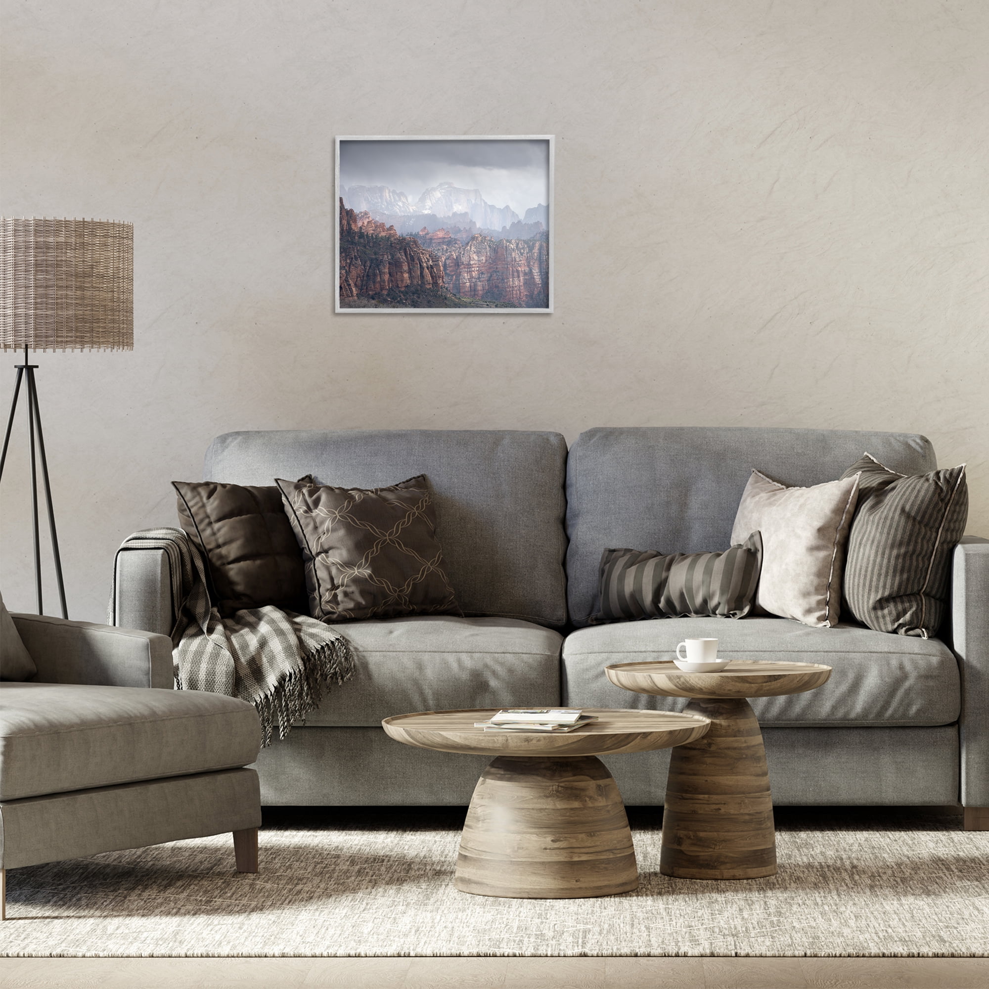 Stupell Industries Zion National Park Landscape Photography Gray Framed Art Print Wall Art, 20 x 16