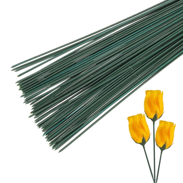 Alambre floral de 12 pulgadas de Uxcell, varilla floral de plástico para arreglos florales, verde 100 piezas