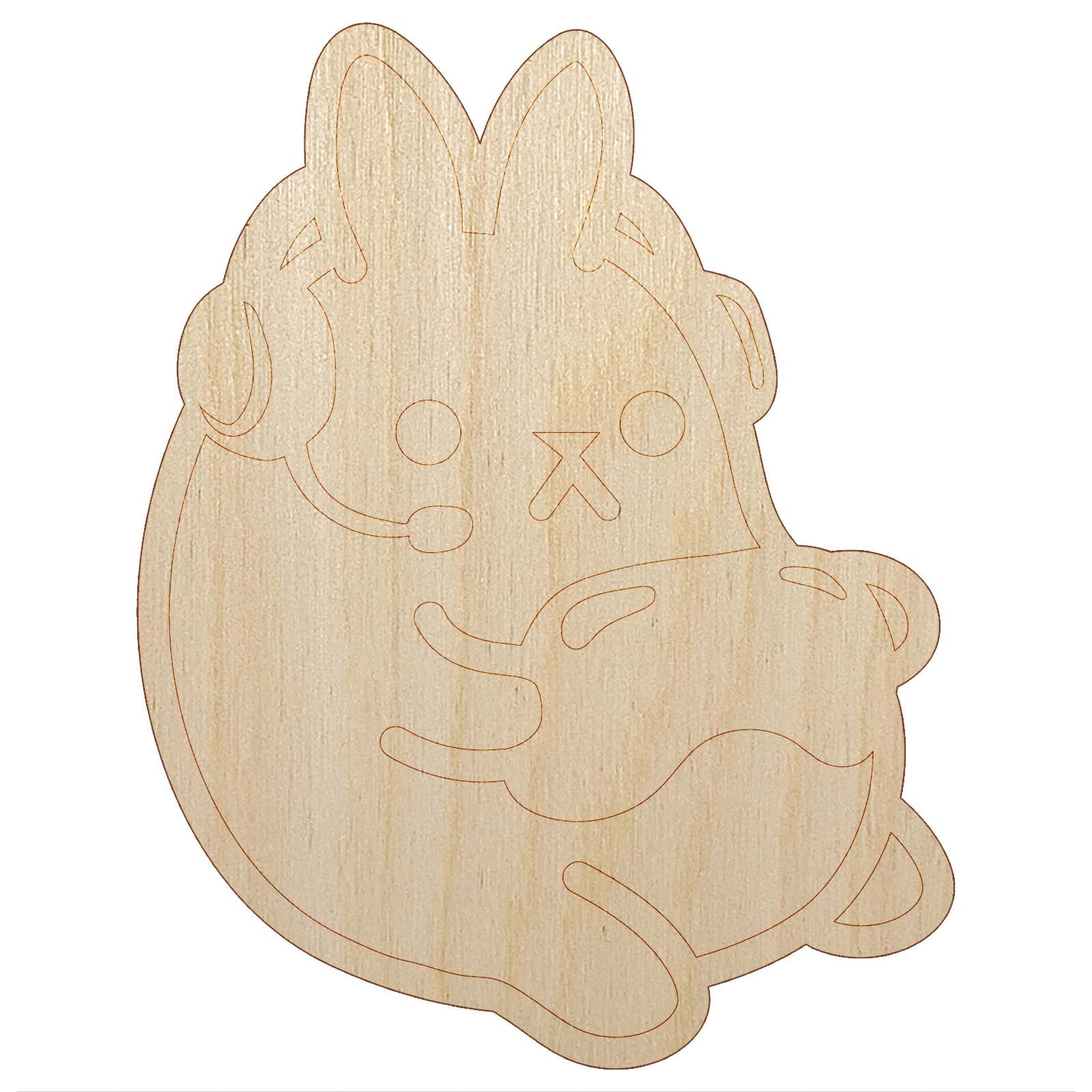 Geek Gamer Bunny Rabbit Playing Console Games Wood Shape Unfinished ...
