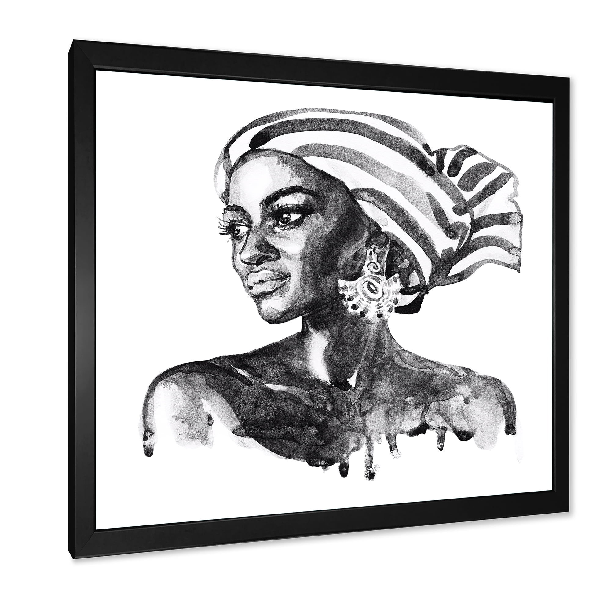 Designart 'Portrait of Afro American Woman XII' Modern Framed Art Print