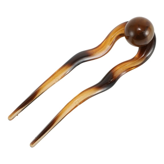 Unique Bargains 1 Pc Grace U-shaped Hair Pins Hairdo Clip for Women 5.12"x1.42"x0.59" Amber