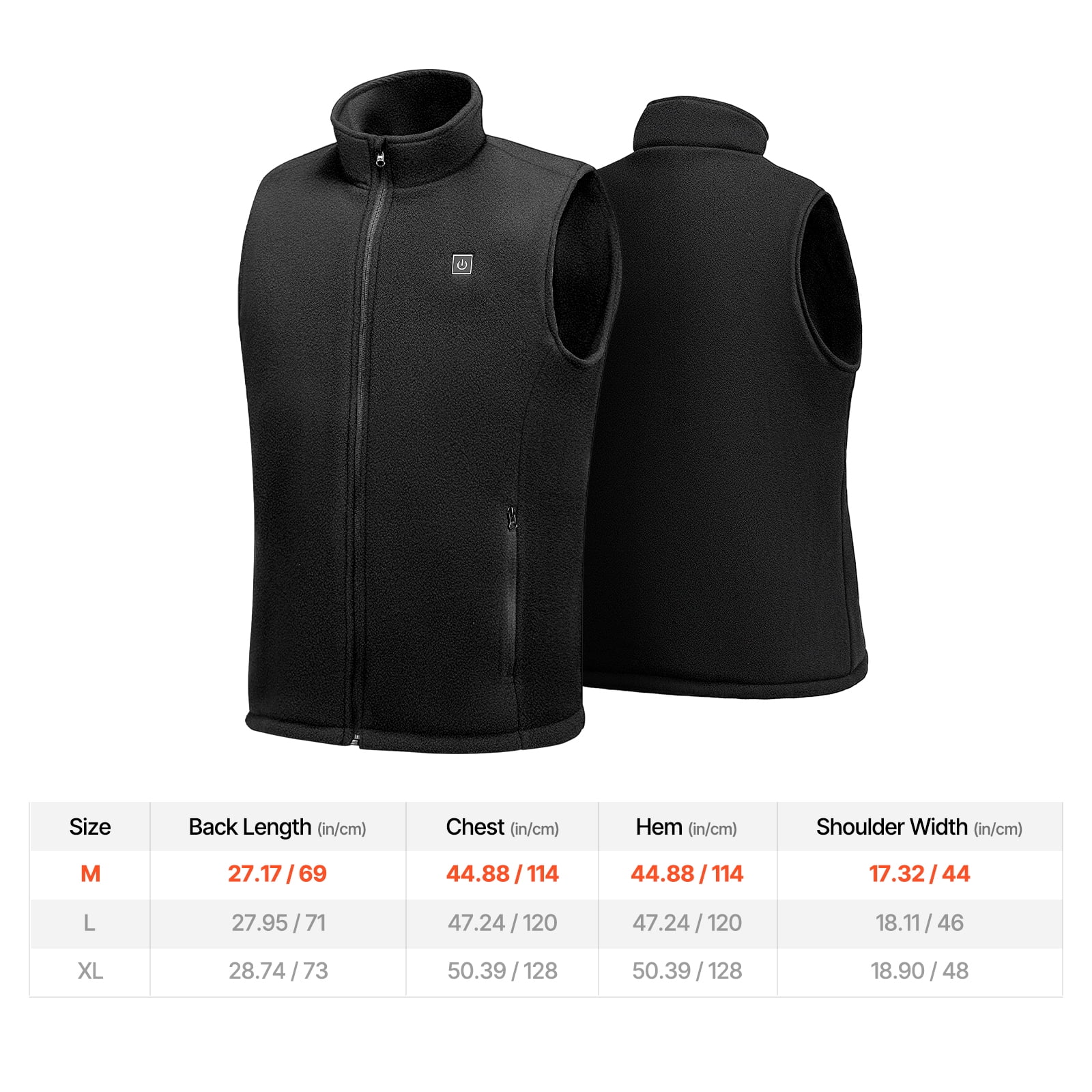 VEVOR Heated Vest, Men Electric Heating Vest with 16000 mAh Battery Pack, 6 Heating Zones Lightweight Rechargeable Winter-Vest with 3 Levels, for Outdoor Hiking Camping Fishing Skiing, Size M