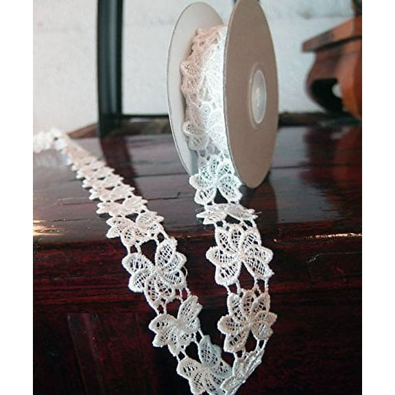 1" x 5 Yards Floral Lace Crochet Ribbon (White)