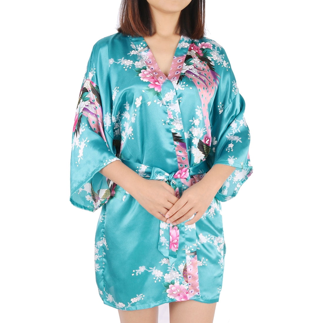 Unique Bargains Women's Rayon Satin Robe Dressing Gown