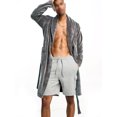 thumbnail image 1 of UKAP Mens Wrap Robe Pocket Dressing Gown Teddy Fleece Nightwear Warm Lounge Bath Robes Dark Gray 2XL, 1 of 2