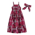 thumbnail image 4 of CPNG Toddler Baby Girl Skirt African Print Dress Summer Clothes Outfits Little Girl Casual Dresse and Headband 2 Pcs Set(Purple,5-6 Years), 4 of 9