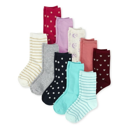 The Children's Place Big Girls Socks, 10 Pack Crew Cut Socks (Big Girls)