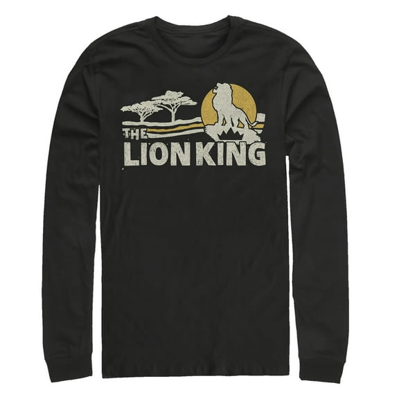 Men's Lion King Vintage Pride Lands Long Sleeve Shirt Black Large