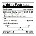 thumbnail image 6 of Great Value LED Light Bulb, 10W (60W Equivalent) A19 General Purpose Lamp E26 Medium Base, Non-dimmable, Daylight, 1-Pack, 6 of 8