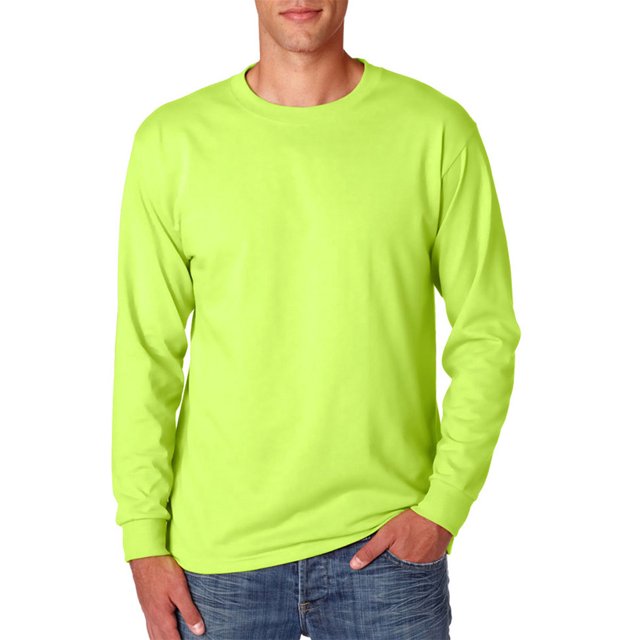 Jerzees Men's Long Sleeve TShirt 29LS Large Safety Green
