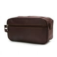 thumbnail image 3 of Leather Toiletry Bag for Men Women Travel Dopp Kit Bathroom Shower Hygiene Bag Makeup Cosmetic Organizer, 3 of 7