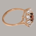 thumbnail image 4 of LBG British Made 18k Rose Gold Natural Garnet & Cultured Pearl Womens Cluster Ring - 33 size options - Size 5.25, 4 of 5