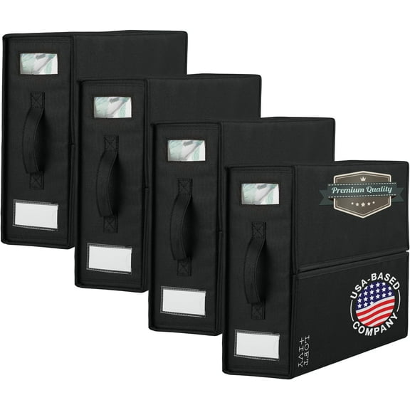 Open Box LOFT + IVY SHEET STASH LINEN STORAGE ORGANIZER STURDY 4 PACK - BLACK