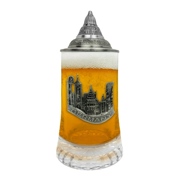 Oktoberfest Haus .5 Liter German Village Medallion Glass Beer Mug