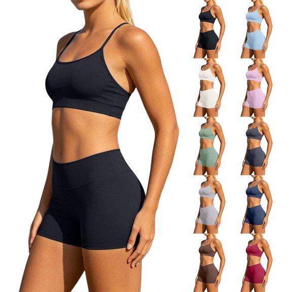 2 Pieces Sportswear for Women Athletic Outfit Sets,Including Crossback Support Top Bra and Shorts,Comfort and Breathable Sports Yoga Activewear