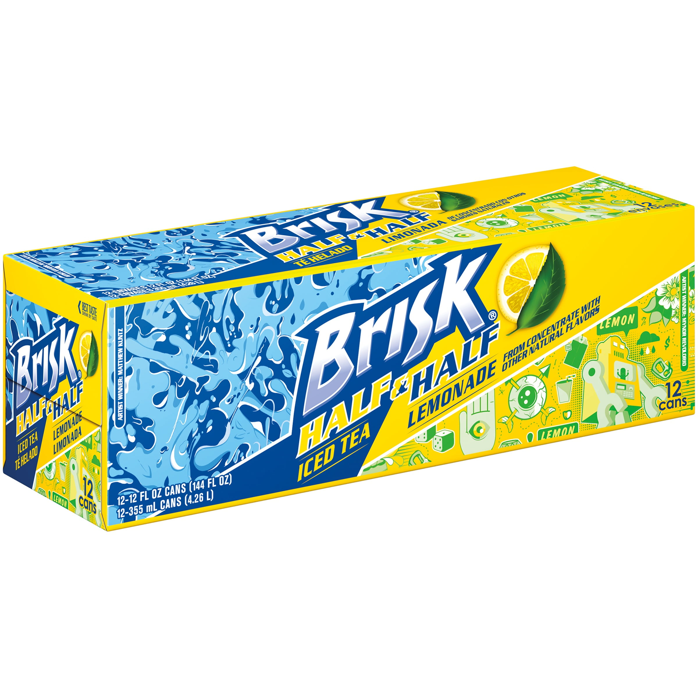 Brisk Half & Half Lemonade Iced Tea, 12 Fl. Oz., 12 Count