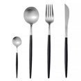 thumbnail image 1 of 4Pcs Stainless Steel Flatware Set Fork Spoons Spoons Set Coffee Spoon Kitchen Tableware for Home Hotel Restaurant, Black + Silver, 1 of 8
