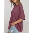 thumbnail image 3 of Oversized T Shirts for Women Short Sleeve Loose Fit Crewneck Summer Tops Casual Basic Rolled Sleeves Tee Shirt, 3 of 6