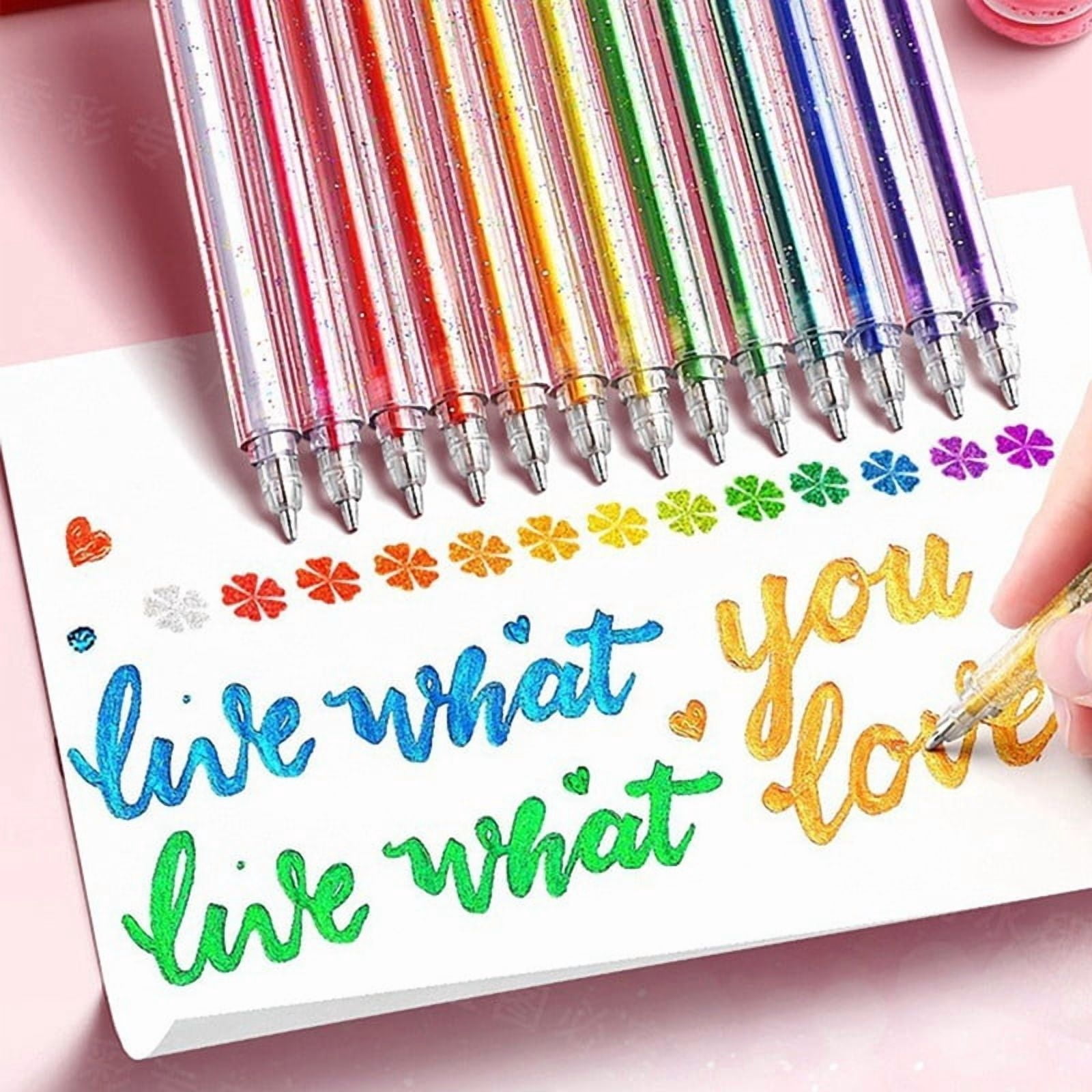 HOMEIORA Glitter Gel Pens, 12 Colors Bold Point 1.0mm Vibrant Sparkle Colorful Pen for Adult Coloring Books, Crafting Journaling Doodling Drawing, 12 Pack