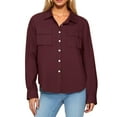 thumbnail image 3 of tarylea Business tops for Women Long Sleeve Shirts with Two Chest Pockets Turndown Collar Button Down Shirts Casual Shirts, 3 of 7