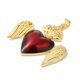 thumbnail image 2 of Rack Plating Brass Micro Pave Cubic Zirconia with Epoxy Resin Pendants Cadmium Free & Lead Free Real 18K Gold Plated Long-Lasting Plated Heart with Wing Red 37x38x5.5mm Hole: 3mm, 2 of 3