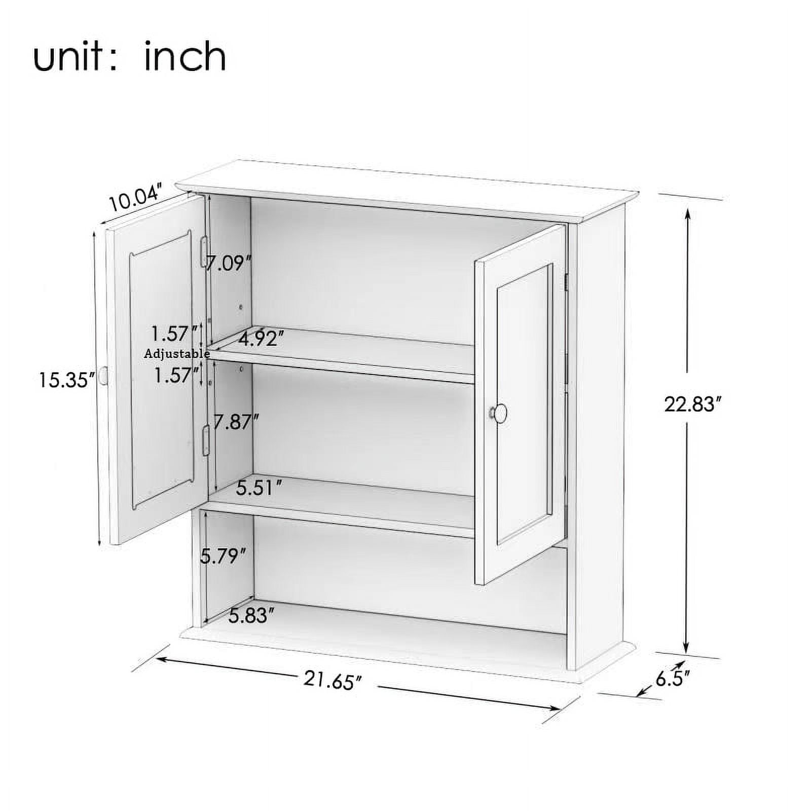 Euroco Bathroom Wall Cabinet with Doule Mirror Doors and Shelvs