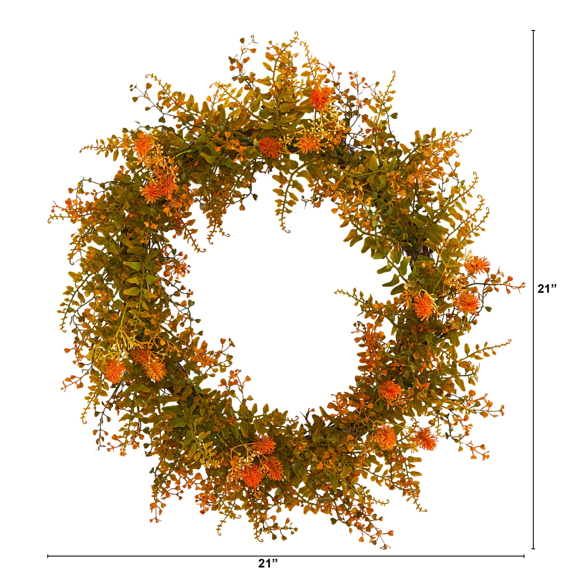 Nearly Natural Plastic Wreath, 21.00" (Assorted Colors)