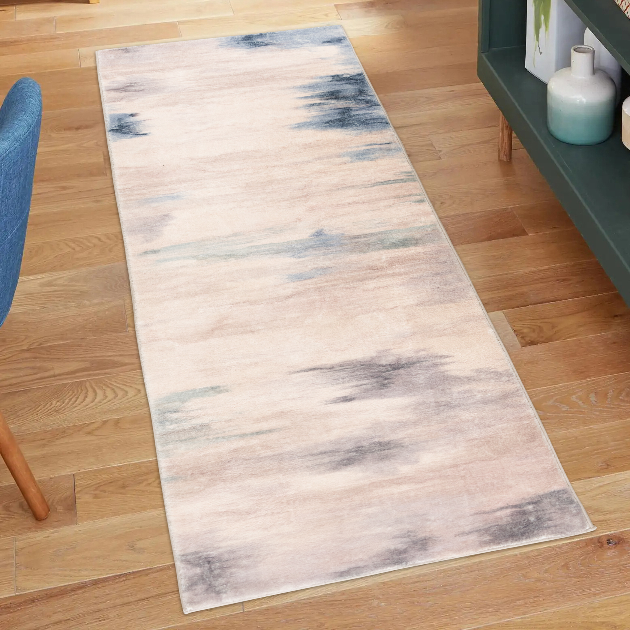 Better Homes & Gardens Jenni Blue Abstract Runner Rug, 2'6"x8'