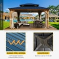 thumbnail image 6 of Hommow 13' x 15' Wood Gazebo, Outdoor Hardtop Gazebo 15 ft with Curtains and Mosquito Netting, for Patio, Garden, Backyard Multicolor, 6 of 9