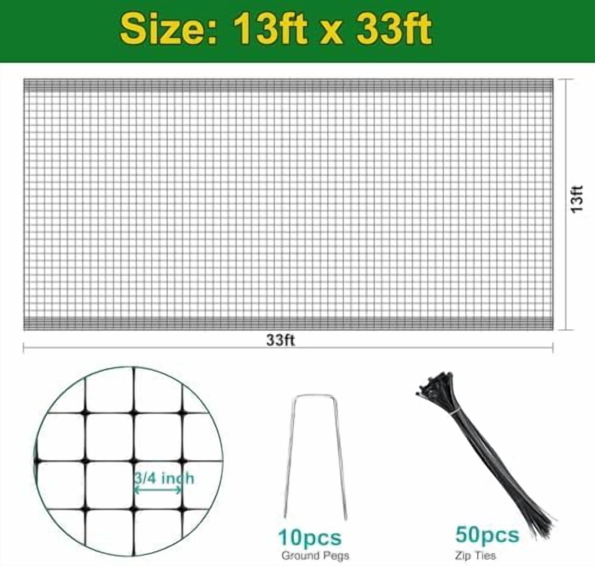 Bird Netting, 13 x 33 FT Heavy Duty Garden Netting Fine Mesh for Protect Fruit Trees, Plants and Vegetables from Birds, Deer, Squirrels and Other Animals