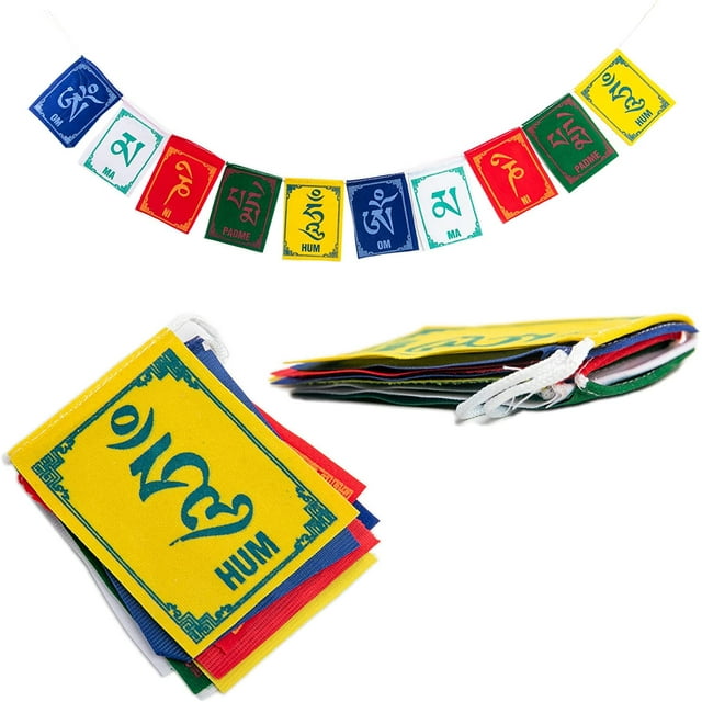 Drapeaux de Prière Tibétains Mini Faits à la Main en Népal - Petit (1.5 Pouces x 2.2 Pouces)