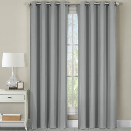Window Cotton Luxor Heavyweight %100 Cotton Solid Room-Darkening Curtains with Grommets, Single Panel (54x108) - Gray ()