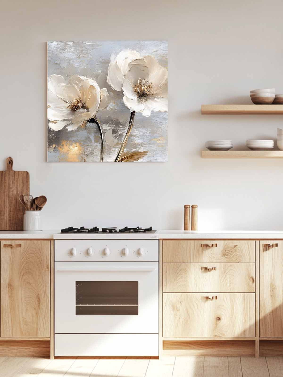 Magnolia Flower Canvas Wall Art, Flowers Oil Painting Abstract Retro Framed Wall Decor Modern Artwork Prints Painting for Living Room, Bedroom, Kitchen & Cafe Decor 20x20 Inch