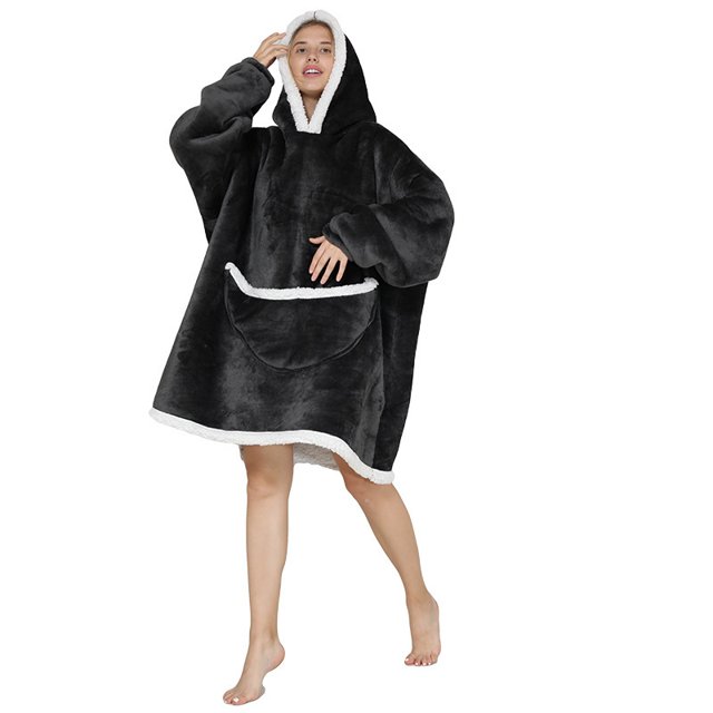 Manta con capucha para mujer, cómoda manta gigante con capucha para niños, sudadera para adultos con bolsillos profundos y mangas elásticas, manta térmica Sherpa