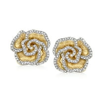 Ross-Simons 0.20 ct. t.w. Diamond Flower Earrings in 18kt Gold Over Sterling, Women's, Adult